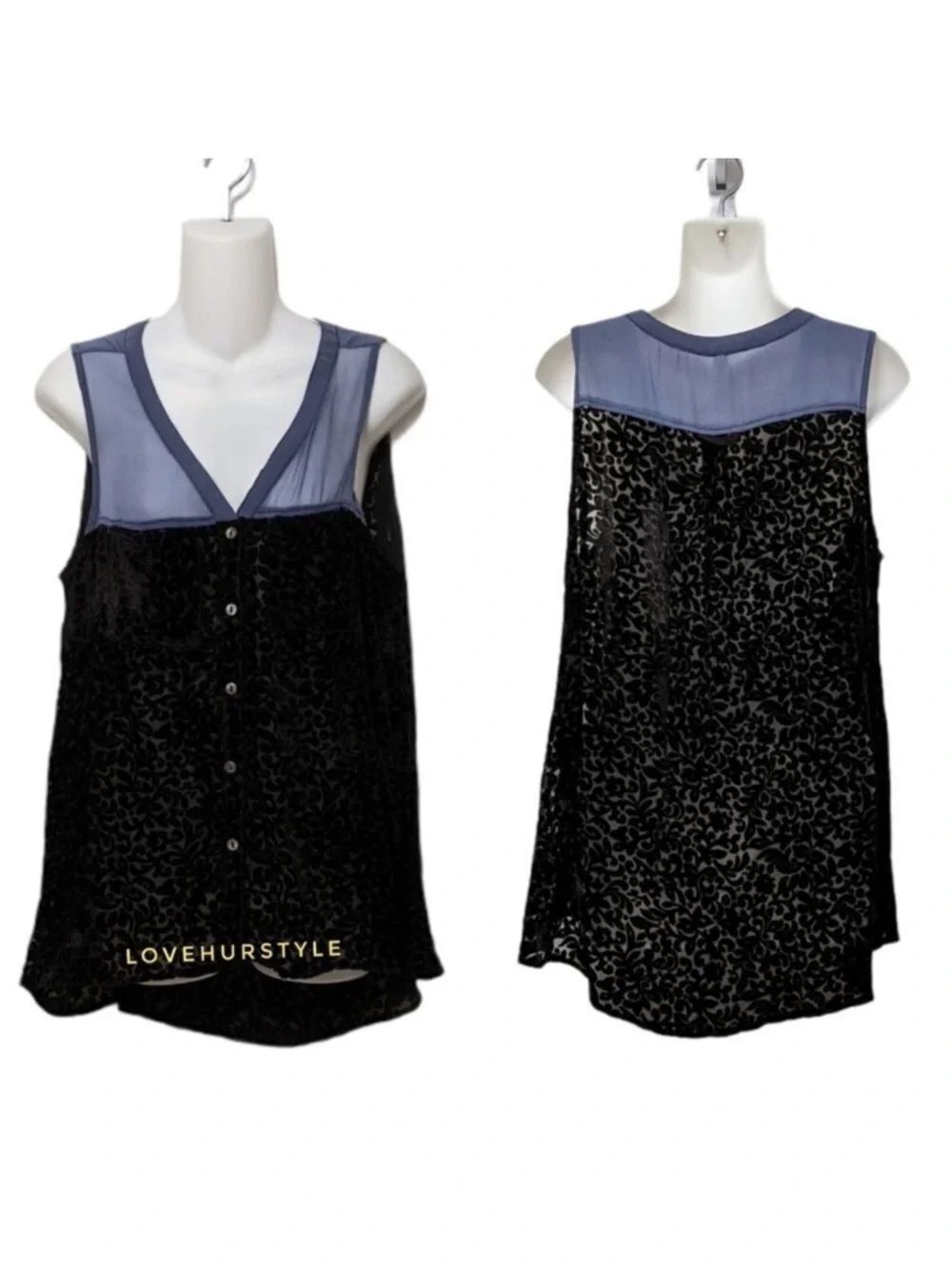 GYPSY JUNKIES Silk Velvet Flocked Sleeveless Top S